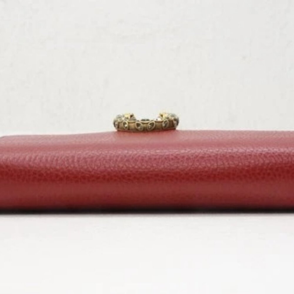 GUCCI Dionysus Mini Red Clutch 401231 496334 w/ Silver Chain Strap - Picture 7 of 15